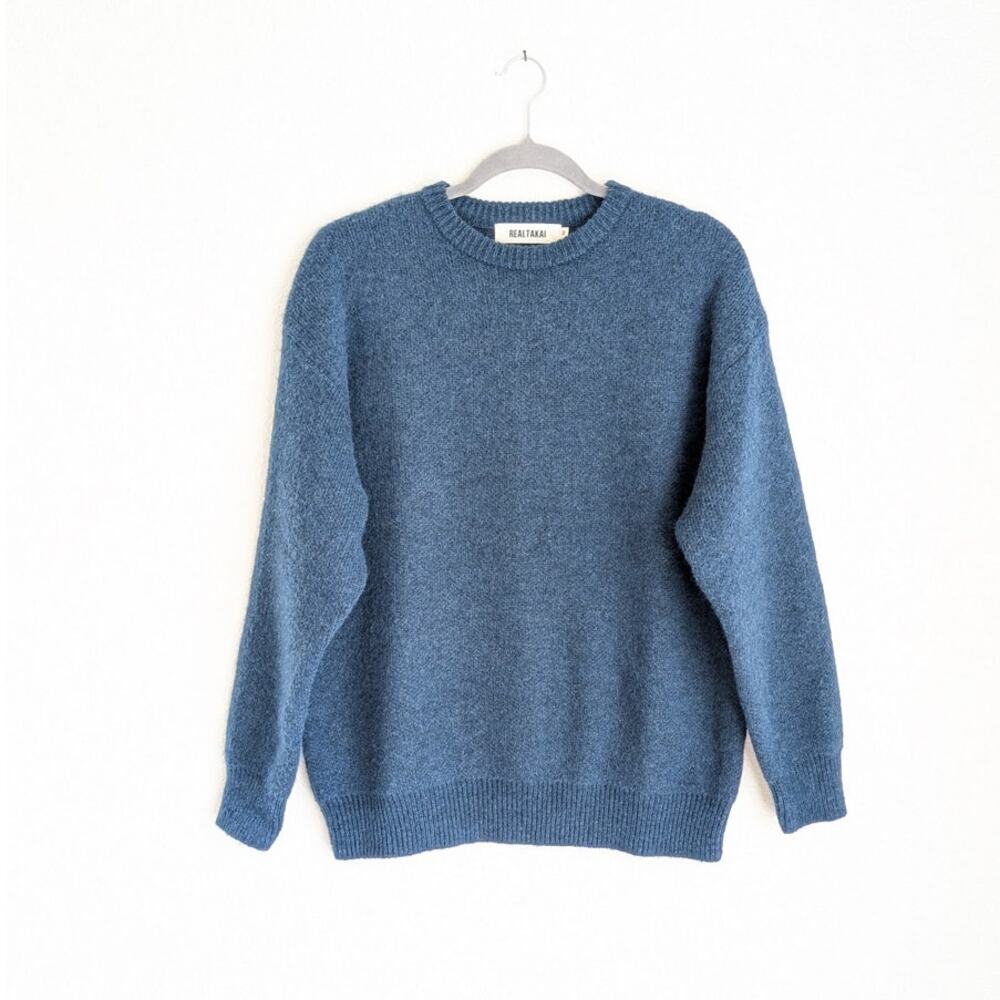 Realtakai RT Blue Knit Crewneck Long Sleeve Sweater, size M